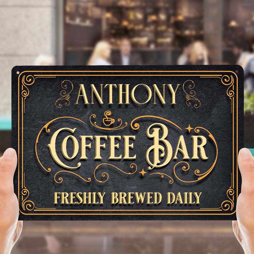Custom Iron Poster Personalised Name Poster Coffee Bar Wall Decor Painting Unique Gifts