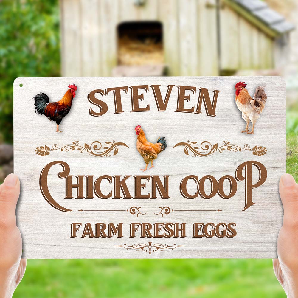 Custom Iron Poster Personalised Name Poster Chicken Coop Fence Decor Painting Unique Gifts
