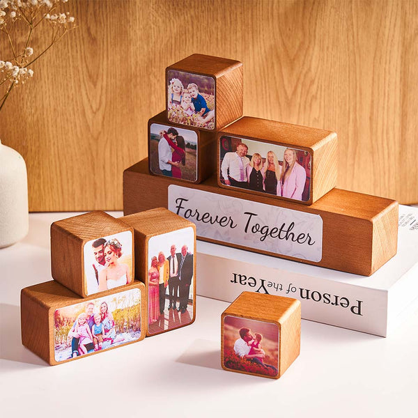 Custom Photo Frame Wooden Brick with Personalised Family Name