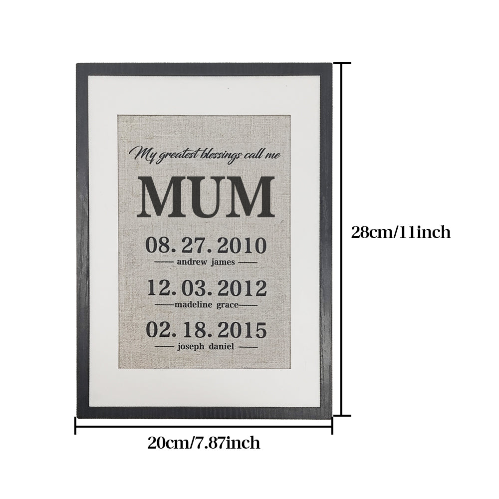 Personalised Mother Gift My Greatest Blessings Call Me Mum Name Sign Gift for Mother
