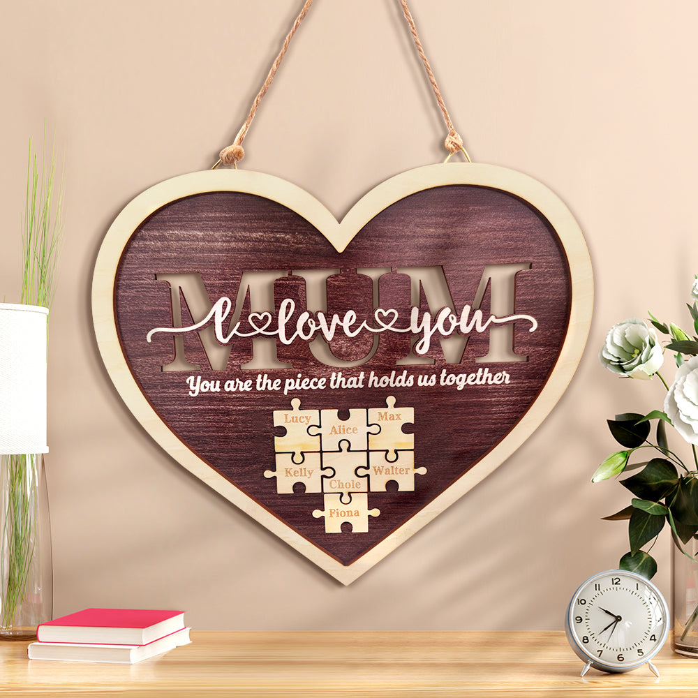 Personalised Mum Heart Puzzle Plaque You Are the Piece That Holds Us Together Mother's Day Gift