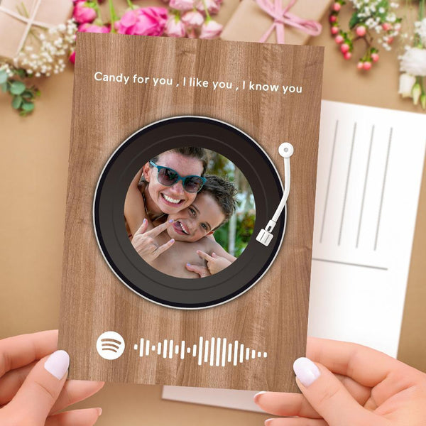 Custom Spotify Code Music Greeting Card Vinyl Record Style Custom Text Card Gifts For Kids