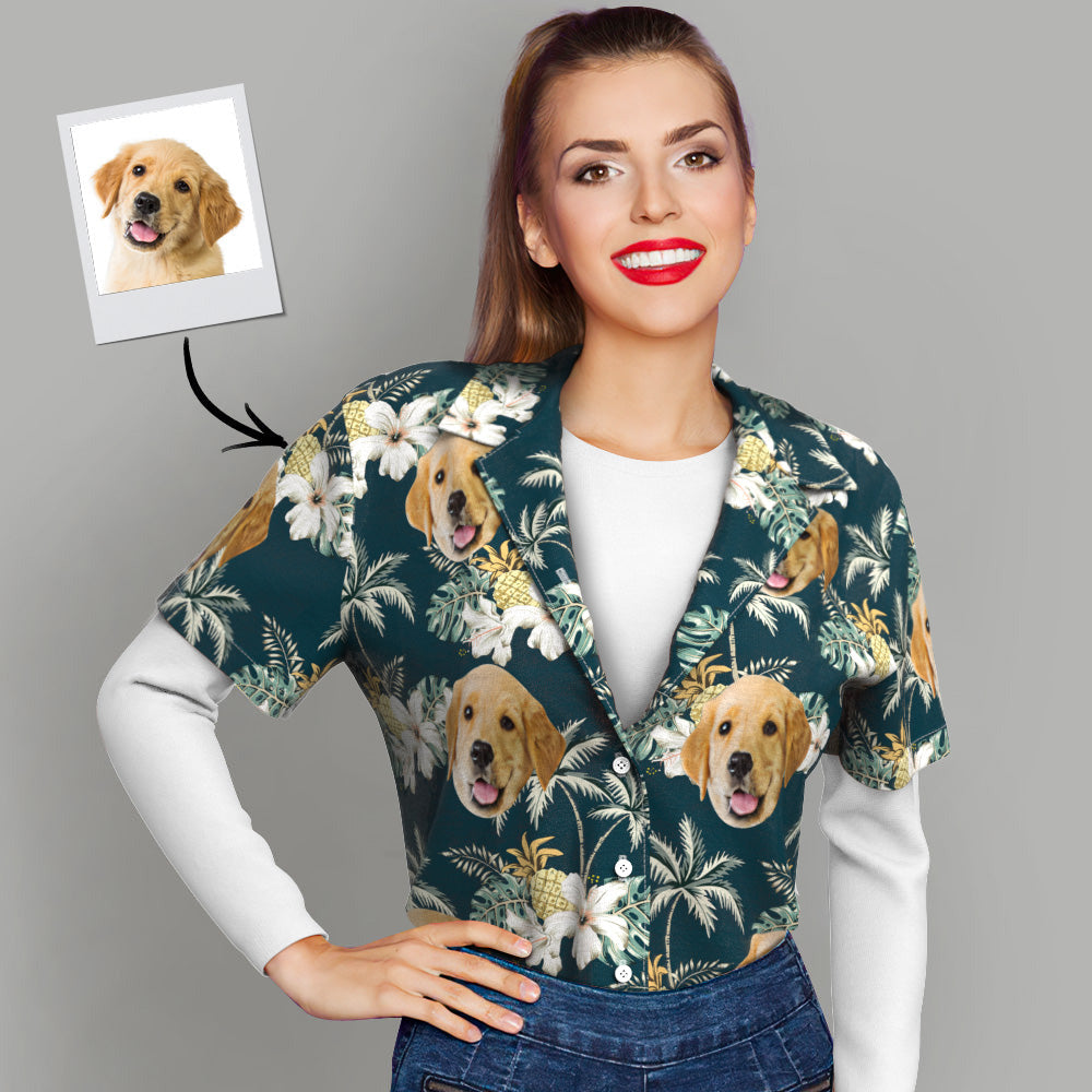 Custom Hawaiian Shirts with Pet Face Funky Vintage Hawaiian Shirt Casual Short Sleeve Shirt