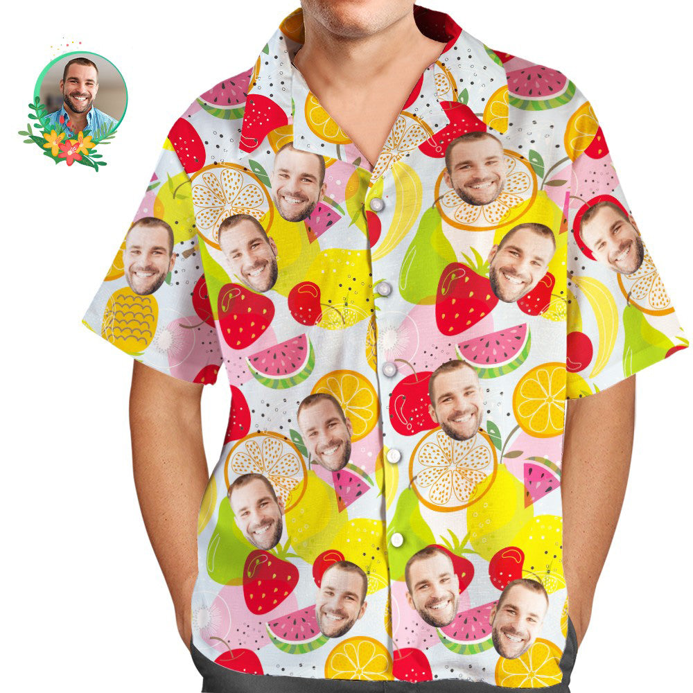 Custom Face Men's All Over Print Aloha Hawaiian Shirt Summer Fruits