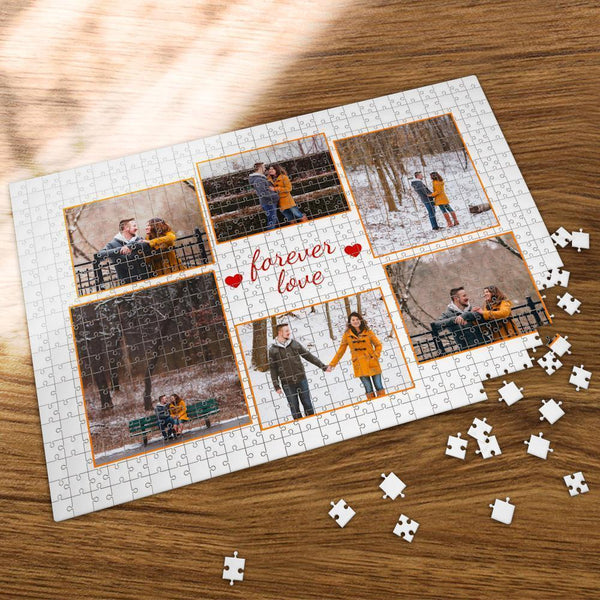 Personalised Collage Puzzle Custom Photo Jigsaw Forever Love for Couple
