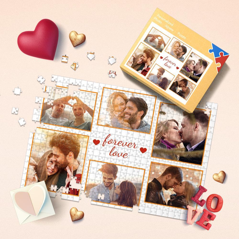 Custom Collage Puzzle Name and Photo on Jigsaw Puzzle Love Forever Good Gifts