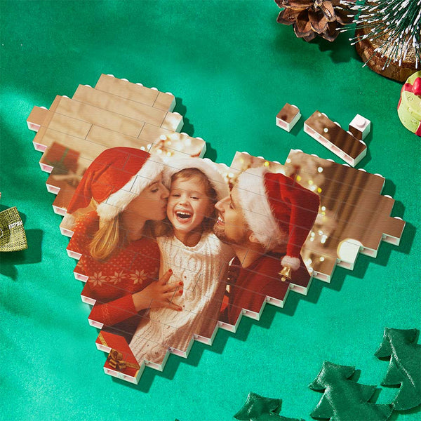 Christmas Gifts Custom Building Brick Personalised Photo Block Heart Shaped