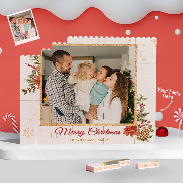 Custom Building Block Puzzle Personalised Horizontal Trio Photo Brick Christmas Gift for Family