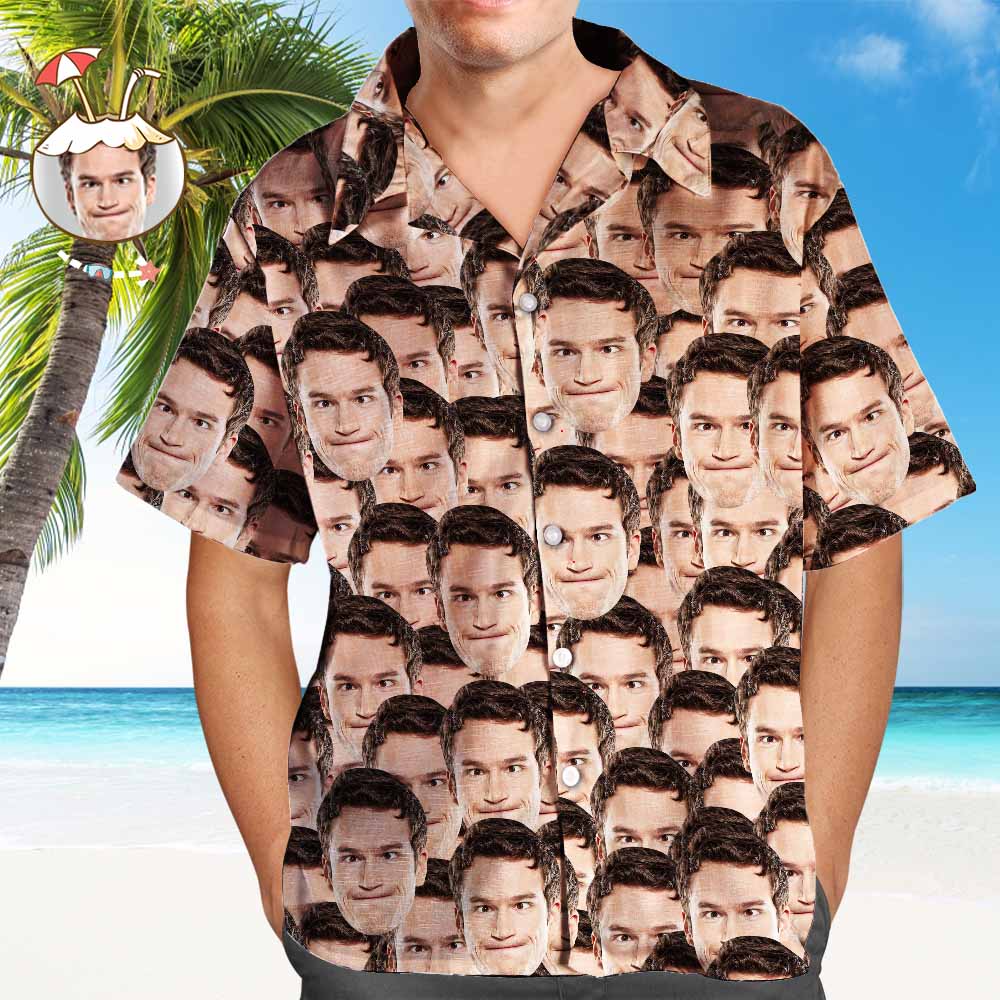 Custom Pet Face Hawaiian Shirt Men's All Over Print Hawaiian Shirt Personalised Hawaiian Shirt