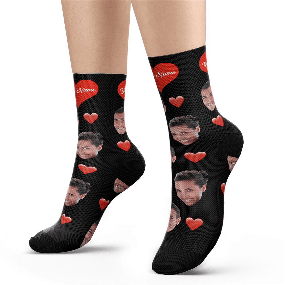 Custom Heart Socks With Your Text