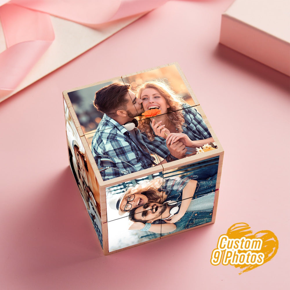 Personalised Photo Wooden Rubic's Cube Home Ornament Rubic's Cube Gift for Valentines