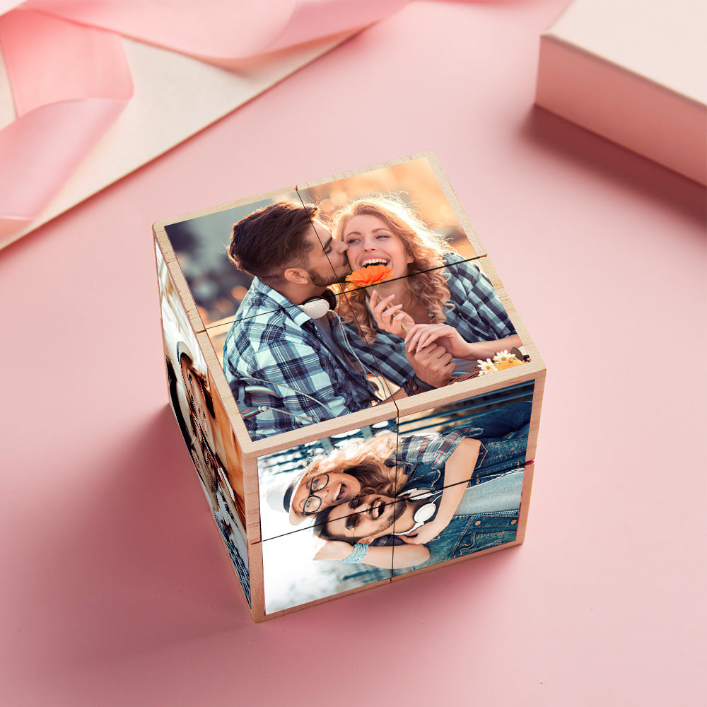 Personalised Photo Wooden Rubic's Cube Home Ornament Rubic's Cube Gift for Valentines