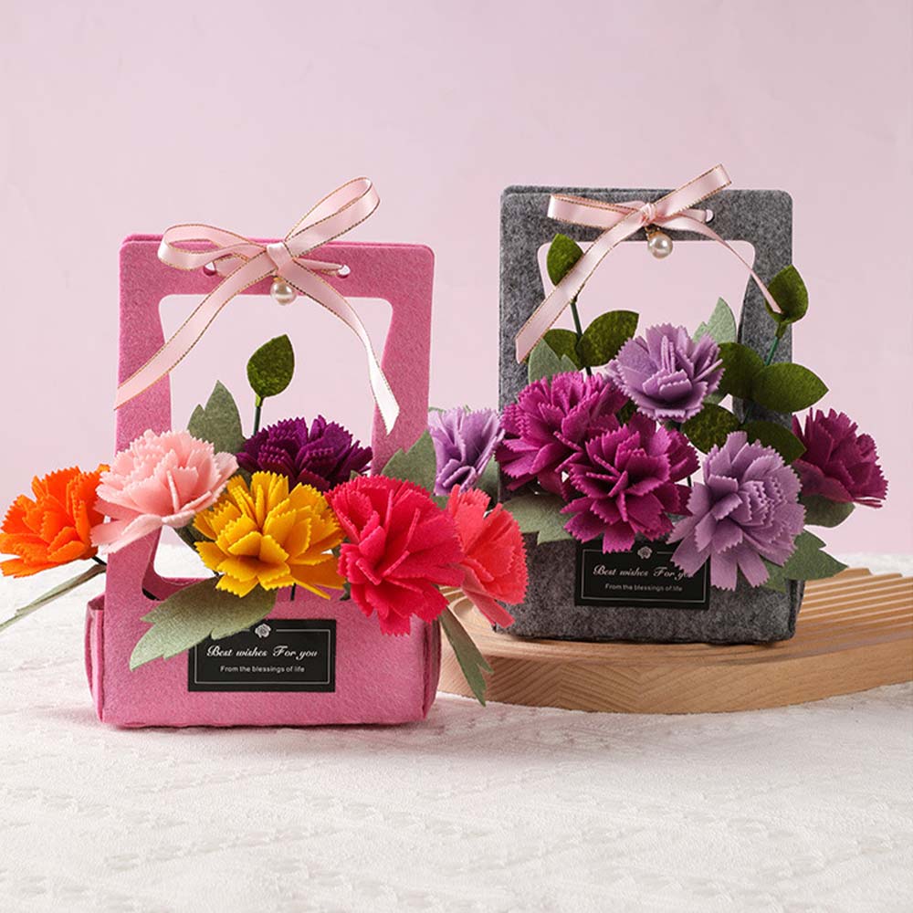 Colored Carnation Portable Flower Basket For Mother's Day