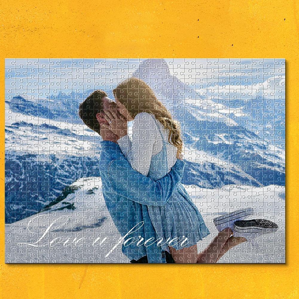 Custom Collage Puzzle Name and Photo on Jigsaw Puzzle Love Forever Good Gifts
