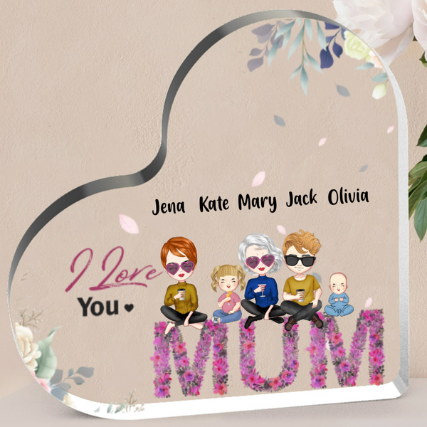 Heart Personalised Acrylic Plaque Love Gifts for mum