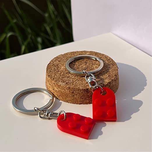 Brick Heart Keychain Set for Couples,Heart Keychain Set for Lover