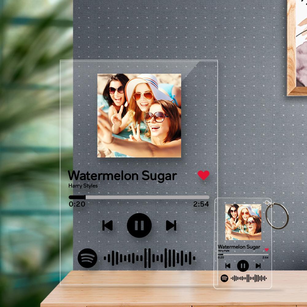 Personalized Spotify Code Music Plaque(4.7in x 7.1in) With A Free Same Keychain(2.1in x 3.4in) Gifts For Father