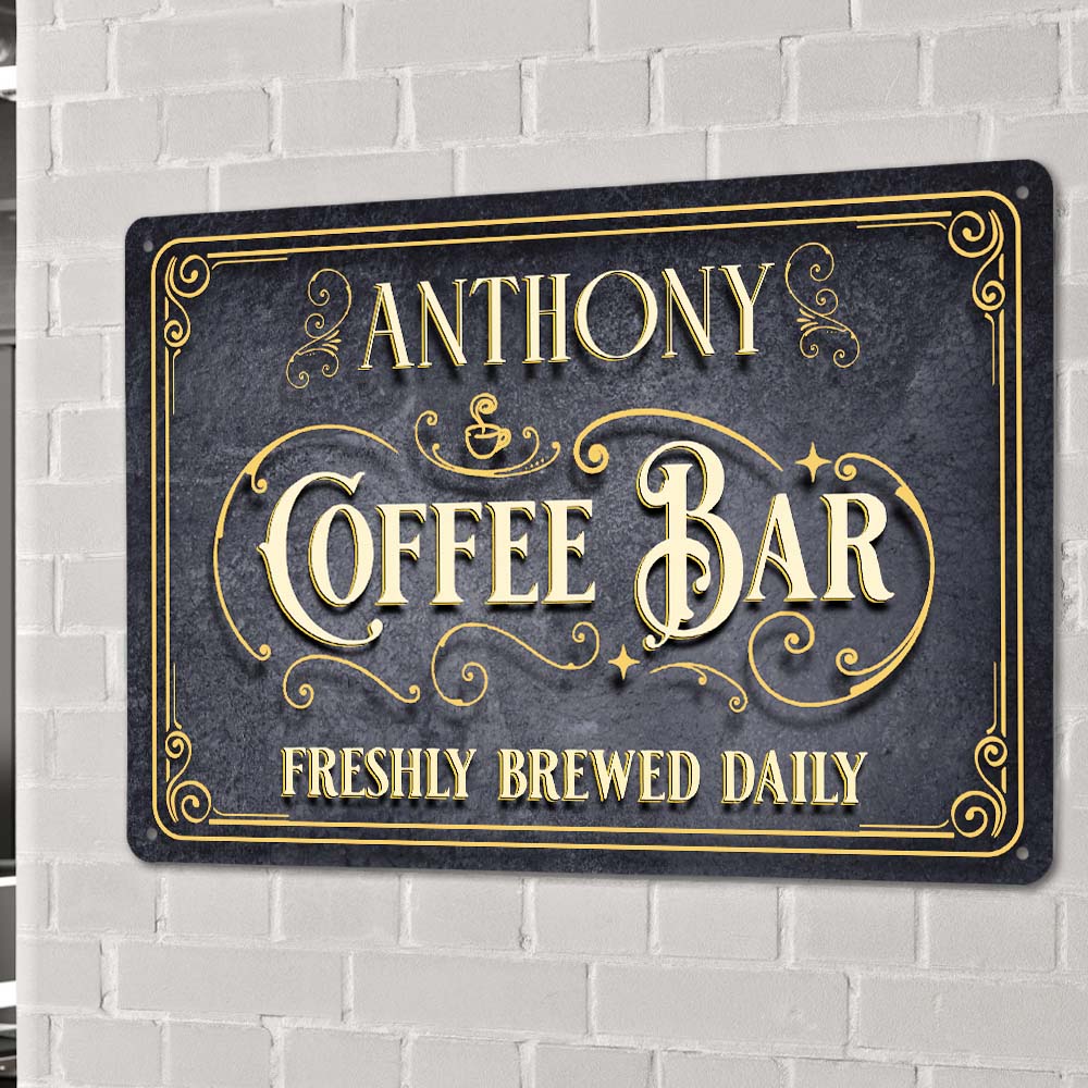 Custom Iron Poster Personalised Name Poster Coffee Bar Wall Decor Painting Unique Gifts