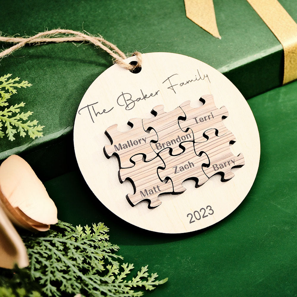 Custom Family Puzzle Name Christmas Ornament Personalised Wooden Decor For Christmas Day