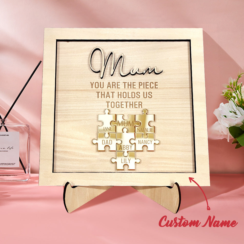 You Are the Piece That Holds Us Together Personalised Mum Puzzle Plaque Mother's Day Gift