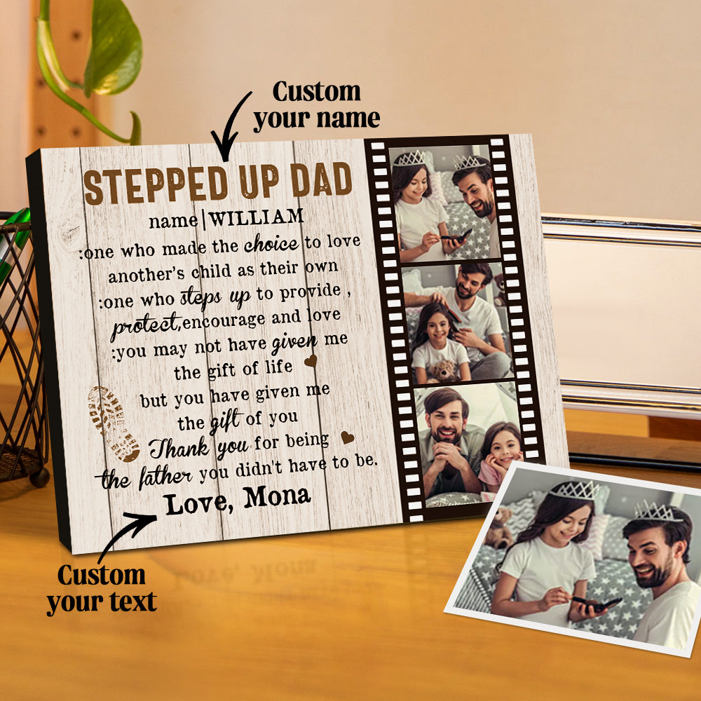 Personalised Dad Picture Frame Custom Stepped Up Dad Film Sign Father's Day Gift
