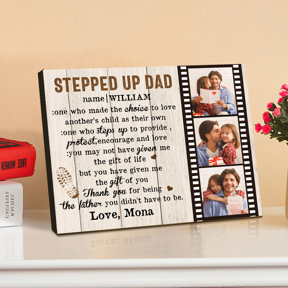 Personalised Dad Picture Frame Custom Stepped Up Dad Film Sign Father's Day Gift