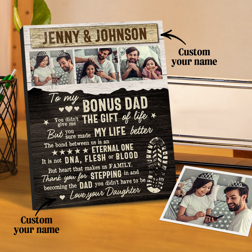 Personalised Desktop Picture Frame Custom Bonus Dad Sign Father's Day Gift