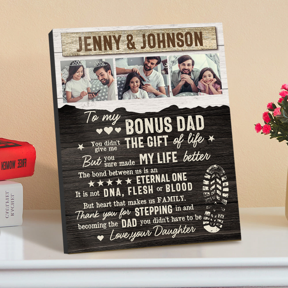 Personalised Desktop Picture Frame Custom Bonus Dad Sign Father's Day Gift