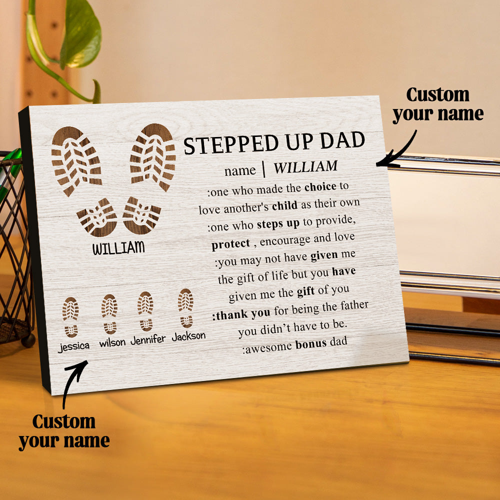 Personalised Footprint Picture Frame Custom Stepped Up Dad Sign Father's Day Gift