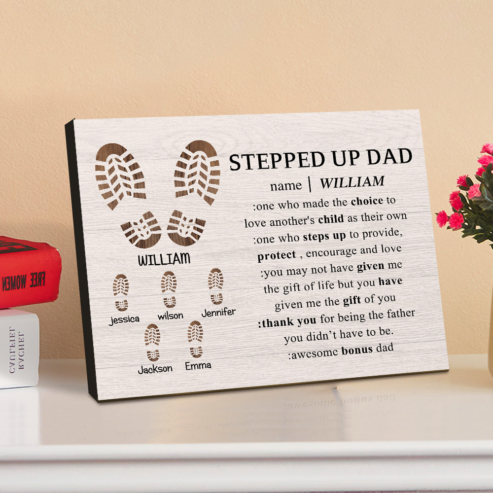 Personalised Footprint Picture Frame Custom Stepped Up Dad Sign Father's Day Gift