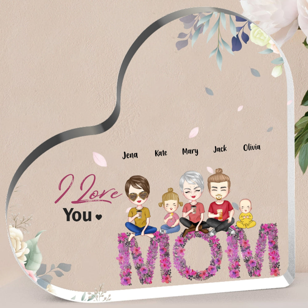 Heart Personalised Acrylic Plaque Love Gifts for mum
