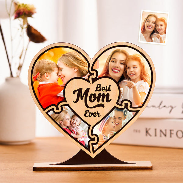 Custom Photo Ornaments Best Mom Ever Wooden Heart Gifts for Mom