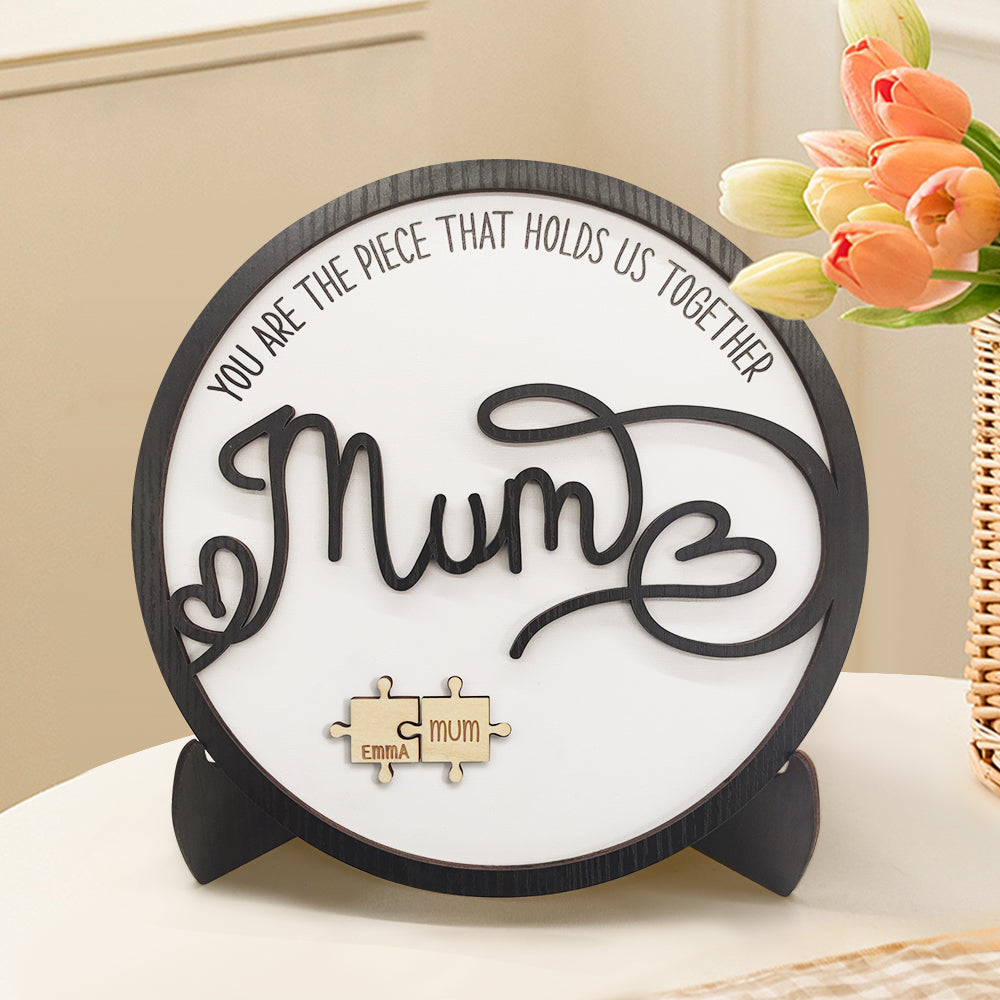 Personalised Mum Round Puzzle Plaque You Are the Piece That Holds Us Together Mother's Day Gift