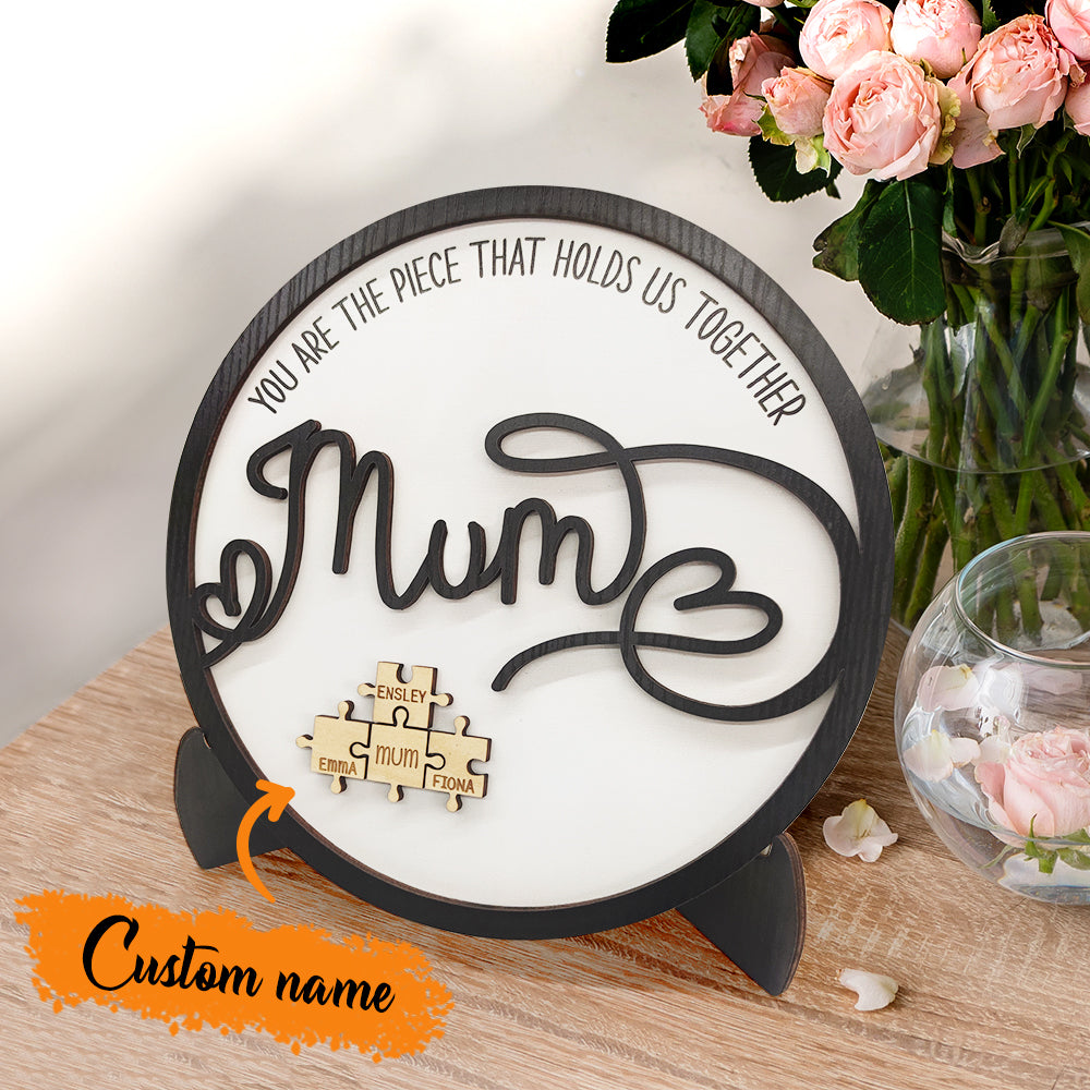 Personalised Mum Round Puzzle Plaque You Are the Piece That Holds Us Together Mother's Day Gift