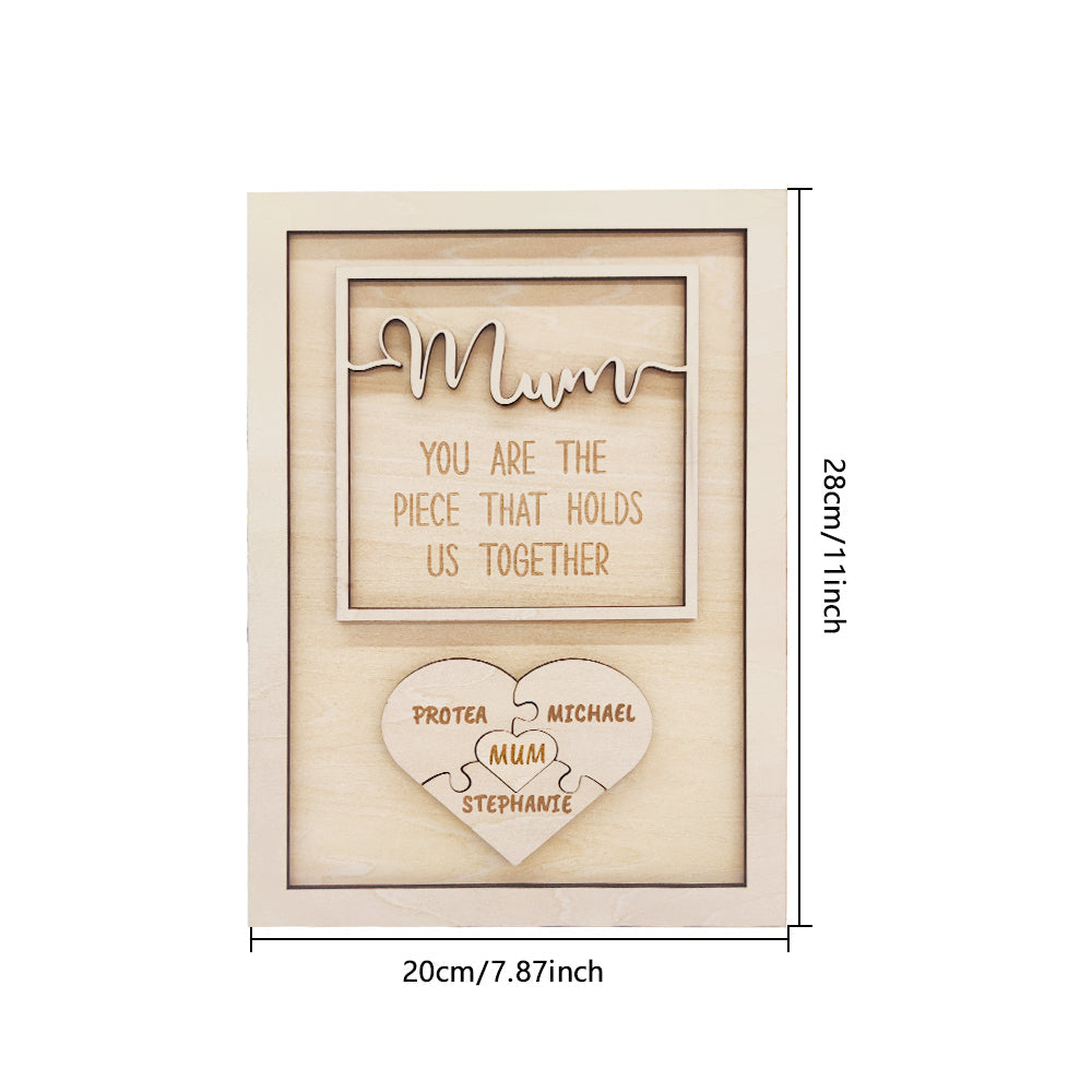 Personalised Puzzle Plaque Mum You Are the Piece That Holds Us Together Mother's Day Gift
