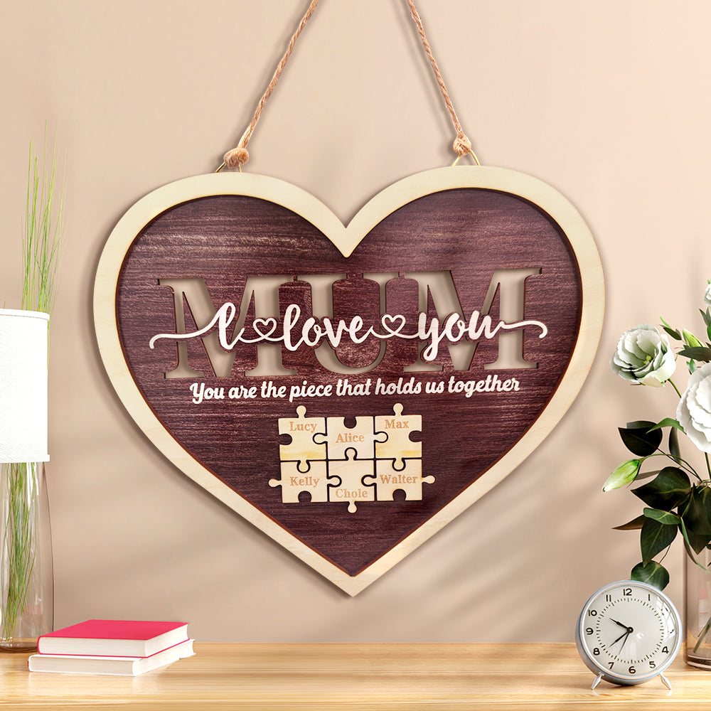 Personalised Mum Heart Puzzle Plaque You Are the Piece That Holds Us Together Mother's Day Gift