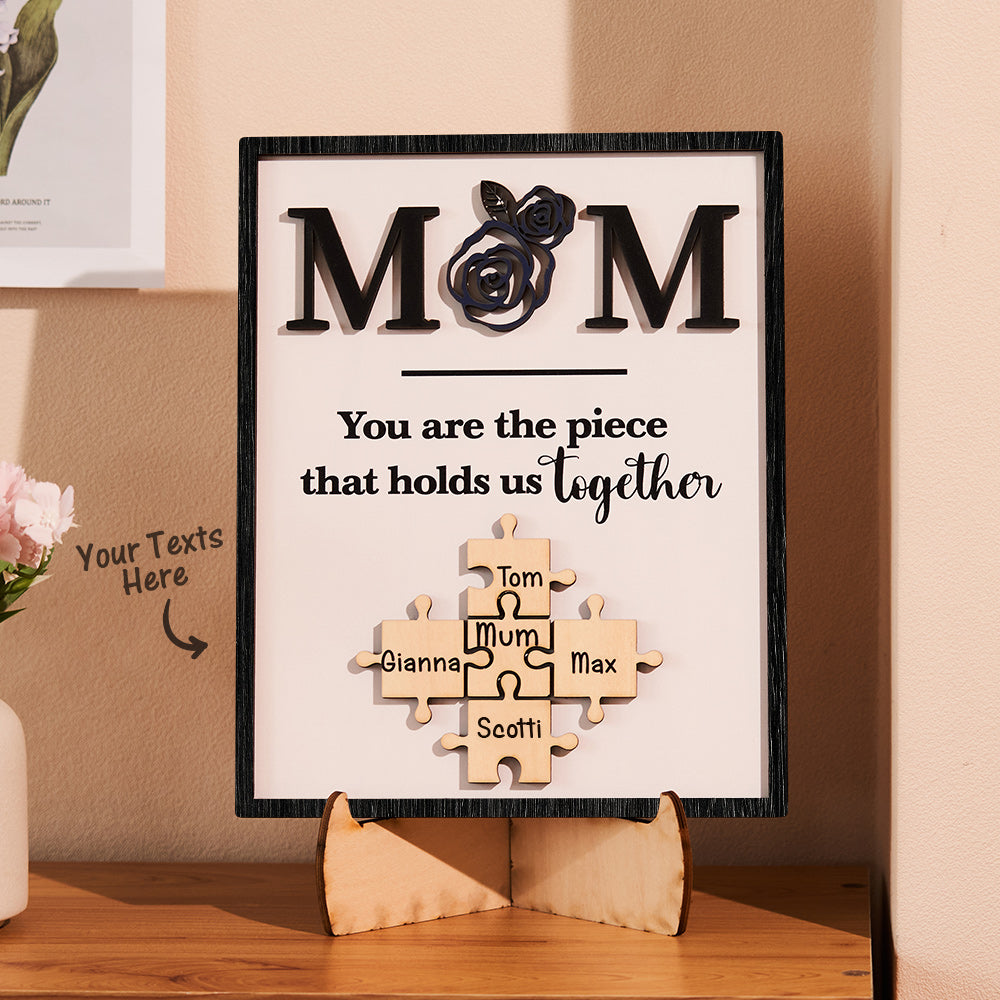 Custom Engraved Puzzle Ornament Rose Design Commemorate Gifts for MUM