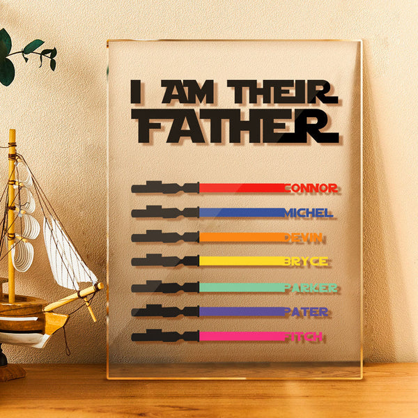 Personalised I Am Their Father Acrylic Plaque Light Saber Plaque Father's Day Gifts
