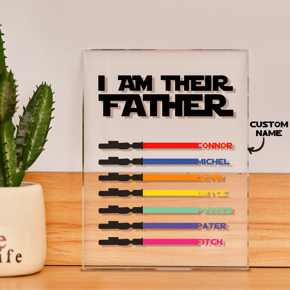 Personalised I Am Their Father Acrylic Plaque Light Saber Plaque Father's Day Gifts