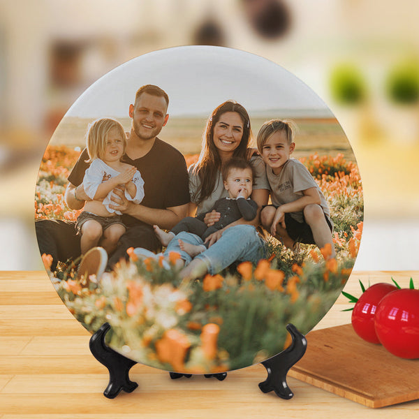 Personalized Dinner Plate Custom Photo Ceramics Dinner Plate Tableware Gifts for Family