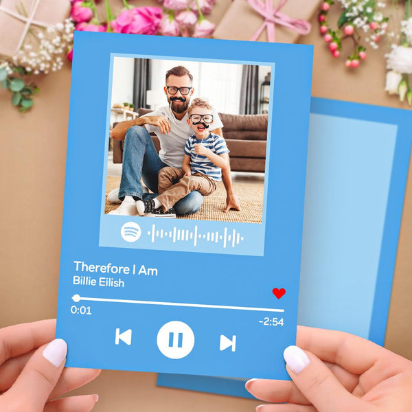 Custom Spotify Code Music Greeting Card with Your Photo Custom Album Photo Card for Birthday for Family