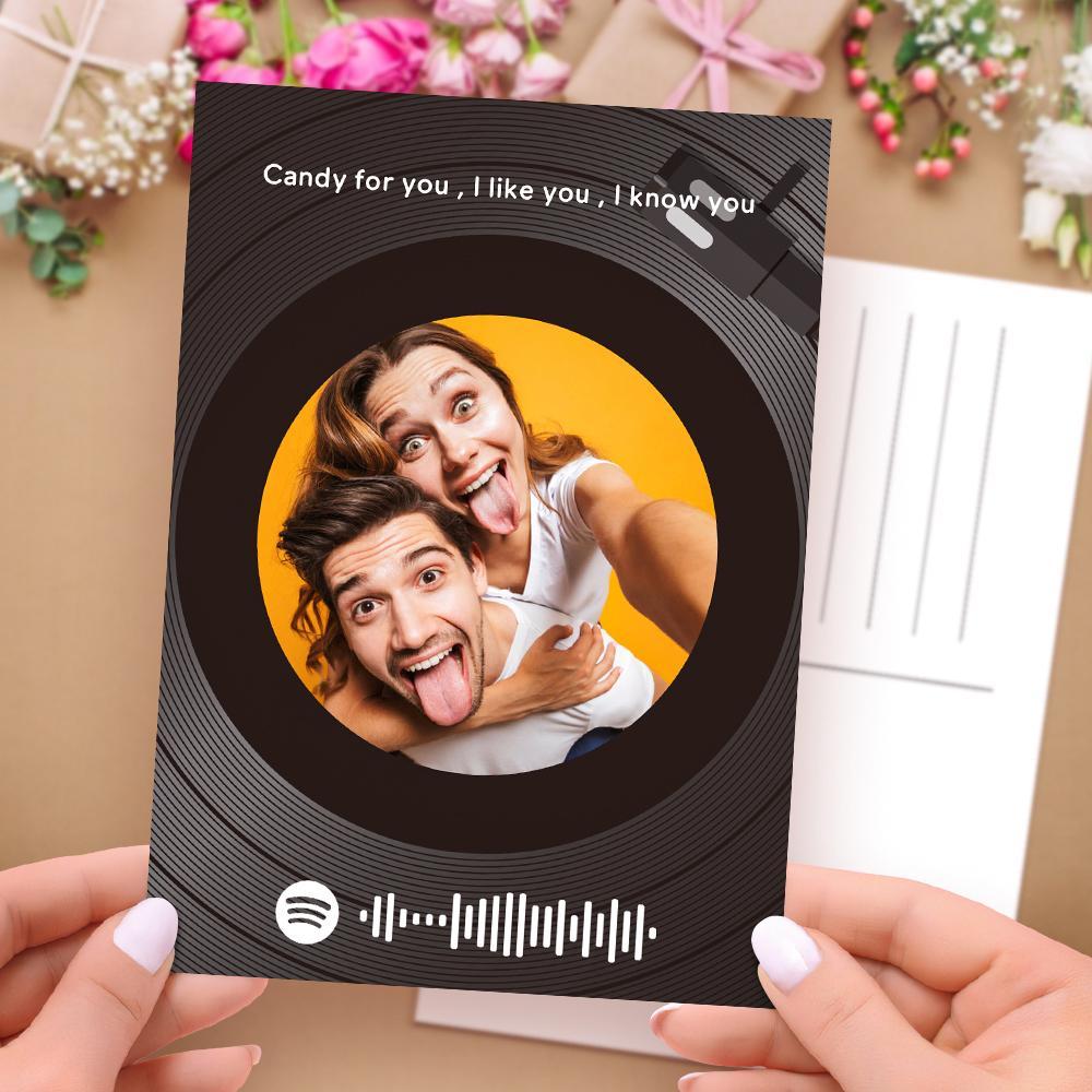 Custom Spotify Code Music Greeting Card Vinyl Record Style Custom Text Card Gifts For Kids
