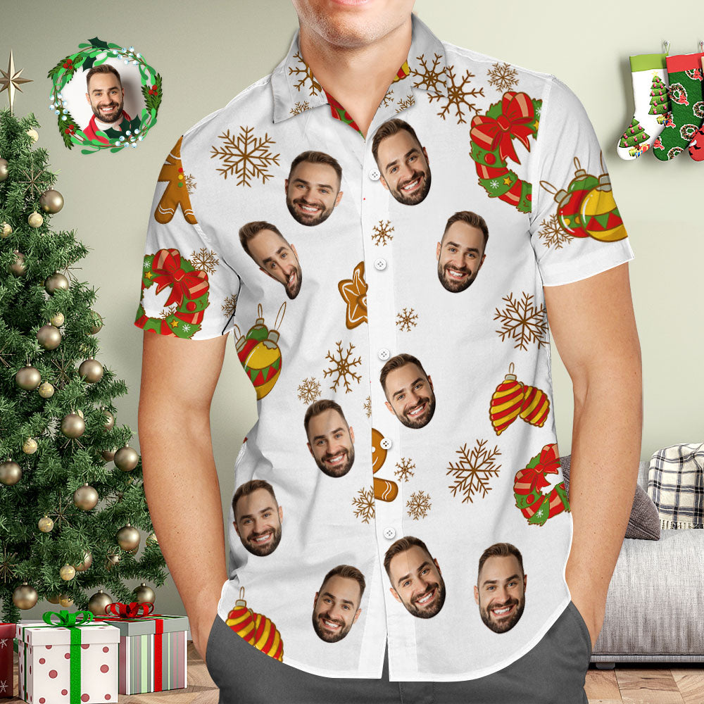 Custom Face Hawaiian Shirt White Hawaiian Shirts Christmas Gift for Him