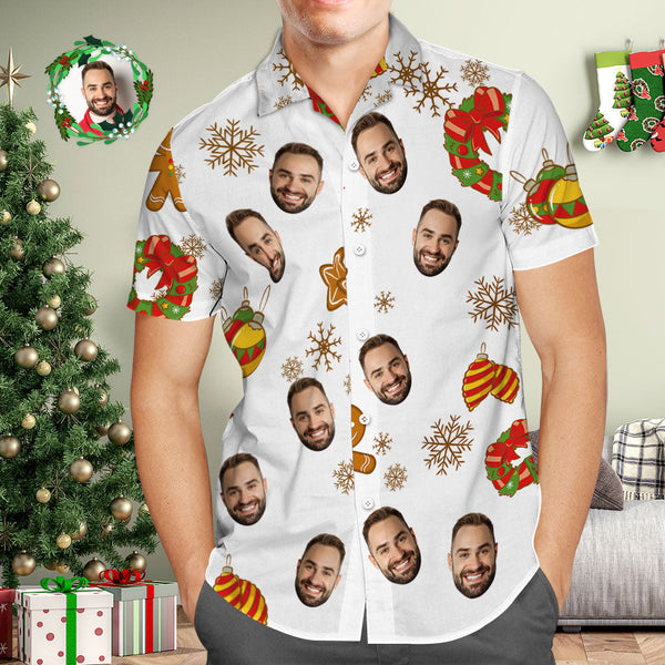 Custom Face Hawaiian Shirt White Hawaiian Shirts Christmas Gift for Him