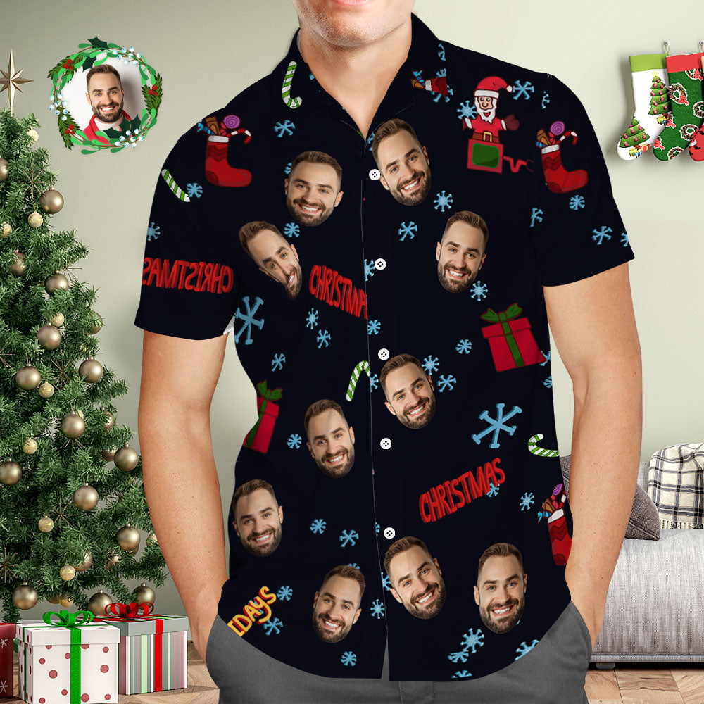 Custom Face Hawaiian Shirt Personalised Photo Hawaiian Shirts Christmas Gifts for Him