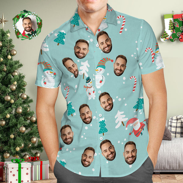 Custom Face Hawaiian Shirt Personalised Photo Hawaiian Shirts Christmas Gift for Him
