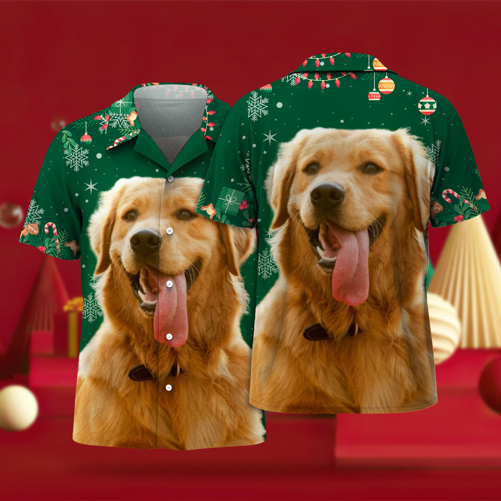 Custom Face Hawaiian Shirts Personalised Photo Gift Men's Christmas Shirts Gift for Pet Lovers