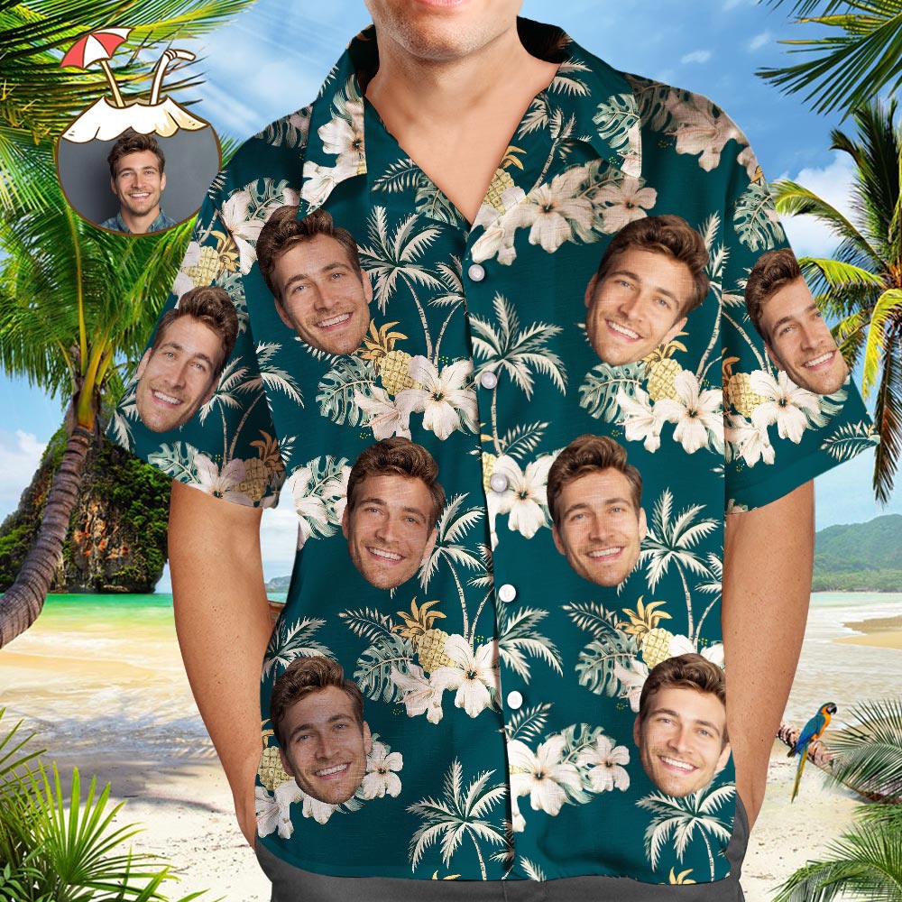 Custom Photo Funky Vintage Hawaiian Shirt Group Uniforms Casual Button-Down Short Sleeve Unisex