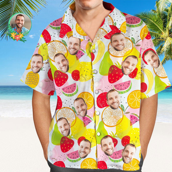 Custom Face Men's All Over Print Aloha Hawaiian Shirt Summer Fruits