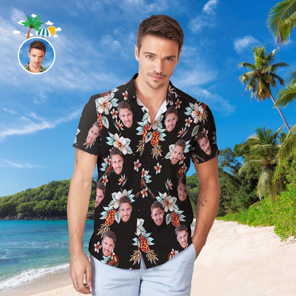 Custom Face Hawaiian Shirt Men's Popular All Over Print Hawaiian Beach Shirt Gift - Romantic Getaway